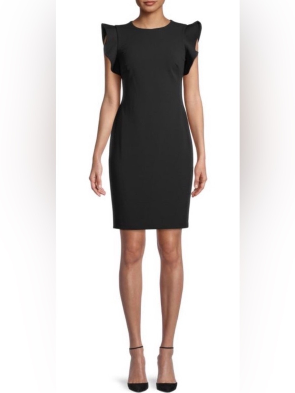 Calvin Klein Flutter-Sleeve Sheath Dress In Black - NWOT - Womens Size 10